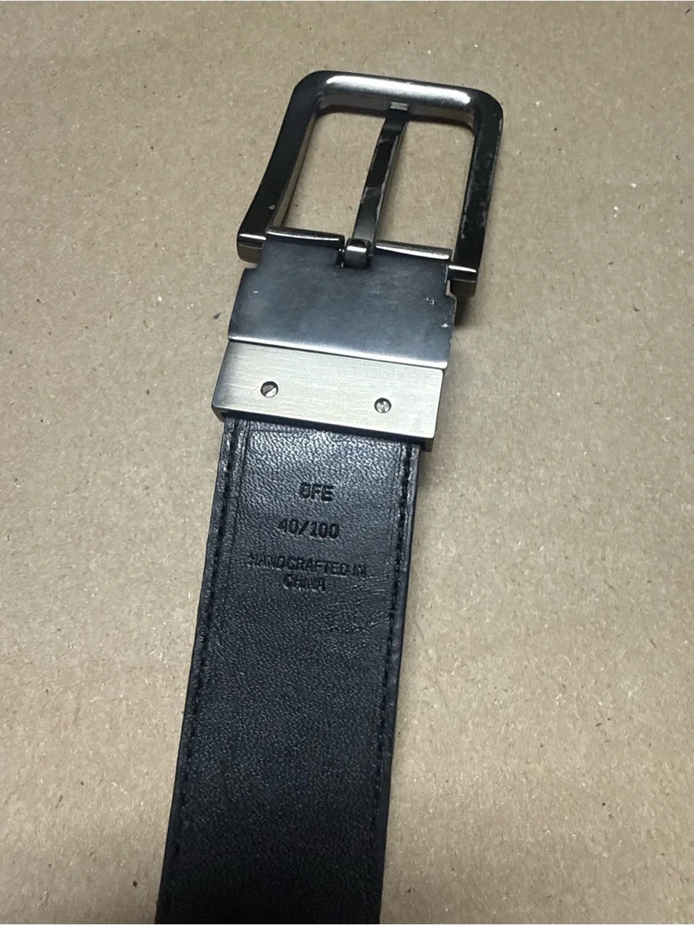 Kenneth Cole Reaction Men's Dark Brown Leather Belt with Silver Buckle